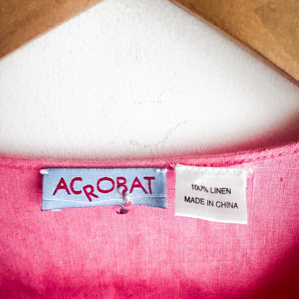 Acrobat Barbie Pink 100% Linen Long Sleeve Tunic Top M - Picture 3 of 3